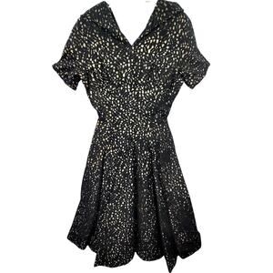 Vintage 50s Gold Lamé Under Black Lace A Line Dress‎ Glam Cocktail Formal
